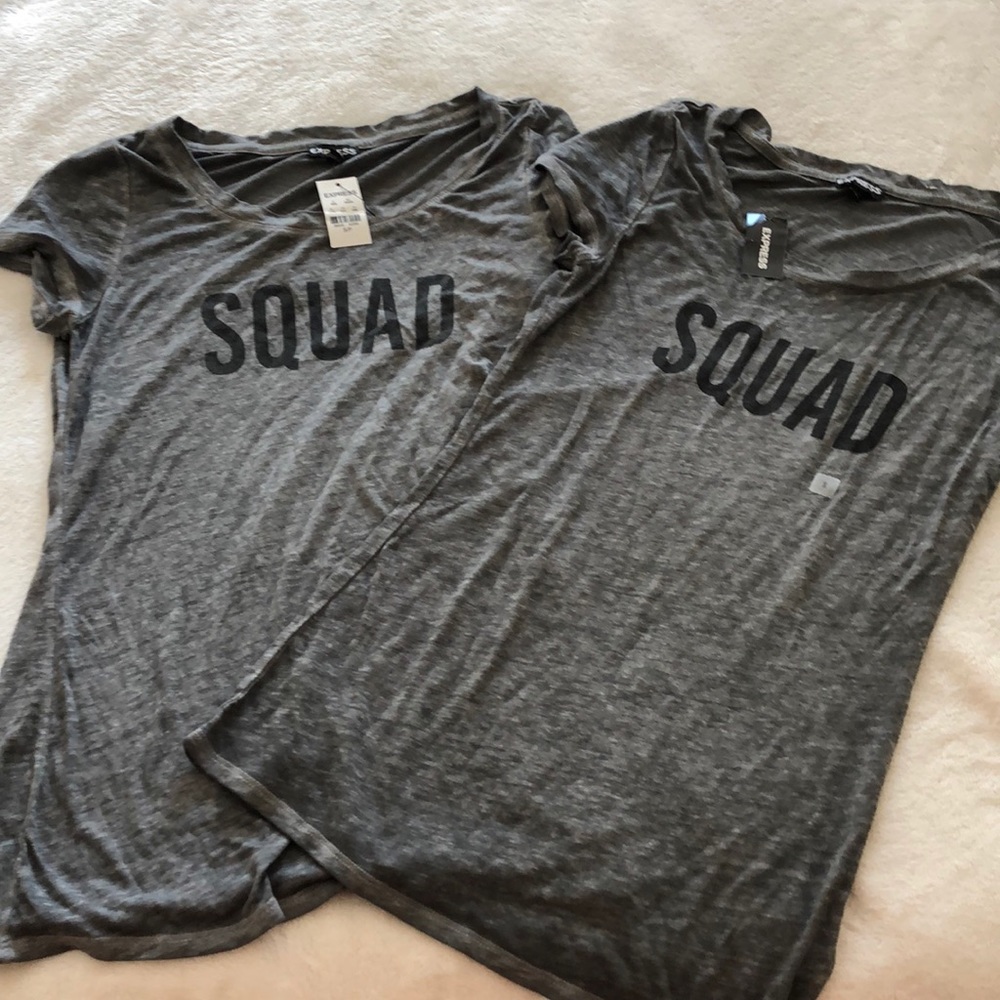Two NWT “SQUAD” Express T-shirts
